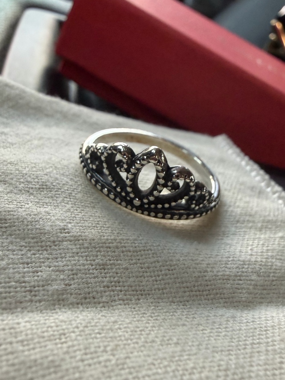 Retired Beaded tiara crown ring